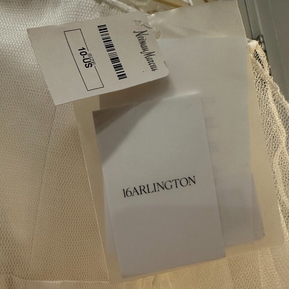 16Arlington Minelli feather-trim crepe midi dress NWT - Picture 9 of 12